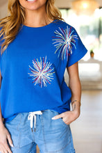 Light Me Up Blue Sequin Firework Dolman Top