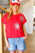 Light Me Up Red Sequin Firework Dolman Top