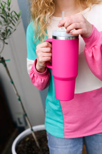 Hot Pink Insulated 38oz. Tumbler with Straw