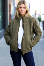 City Streets Olive Cotton Quilted Zip Up Jacket