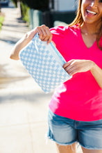 Blue & White Checker Cloth/Knit Travel Bag