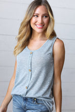 Light Blue Two Tone Button Down Sleeveless Top