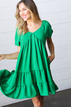 Kelly Green Sweetheart Tiered Crinkle Dress