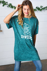 Emerald Cotton Blend COWGIRL Graphic Tee