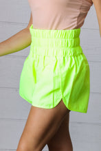 Neon Yellow Smocked Waistband Work Out Shorts