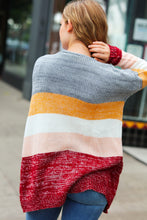 Fall For You Grey & Camel Color Block Open Cardigan