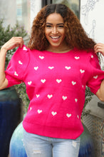 Be Mine Pink & White Heart Oversized Jacquard Sweater