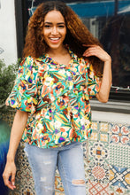 Find Love Green/Yellow Floral Frill Balloon Short Sleeve Top