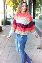 Fall For You Rust Multicolor Stripe Cable Knit Mock Neck Sweater