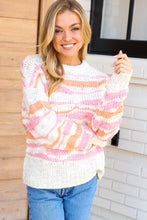 Perfectly You Mango Multicolor Stripe Chunky Knit Sweater