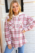 Make Your Day Pink Plaid Frayed Hoodie Jacket