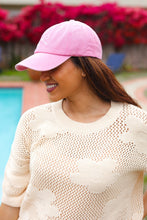 Pink Embroidered Bow Baseball Cap