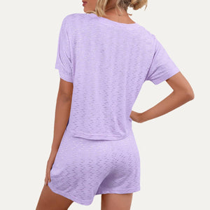 Lavender Stay At Home Cozy Top and Shorts Loungewear Set