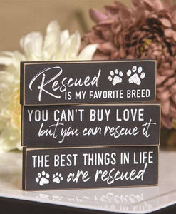 Rescued Is My Favorite Breed Thin Mini Blocks 3 Piece Set