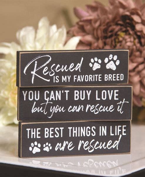 Rescued Is My Favorite Breed Thin Mini Blocks 3 Piece Set