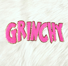 Scratch Decor - Grinchy Word Chenille Gold Glitter Iron-on Patch: NEW Grinchy Green 10 inch