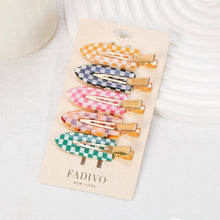 5PCS Small Checkerboard Hair Pin Set