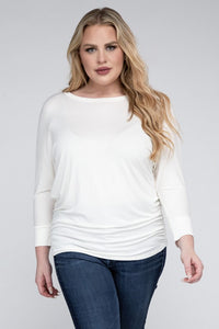 Luxe Rayon Boat Neck 3/4 Sleeve Top