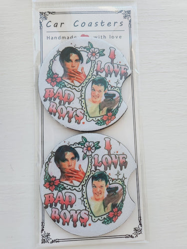 I Heart Bad Boys Car Coaster Set