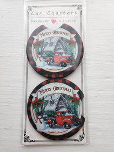 Christmas Truck Car Coaster Set