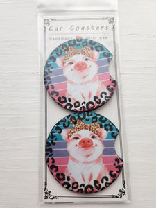 Funky Pig Car Coaster Set