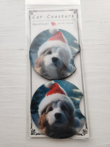Christmas Puppy Car Coaster Set