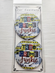 True Crime Junkie Car Coaster Set