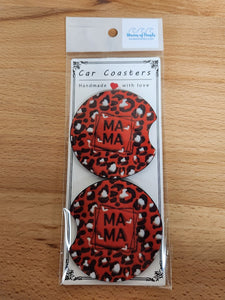 Mama Leopard Car Coaster Set