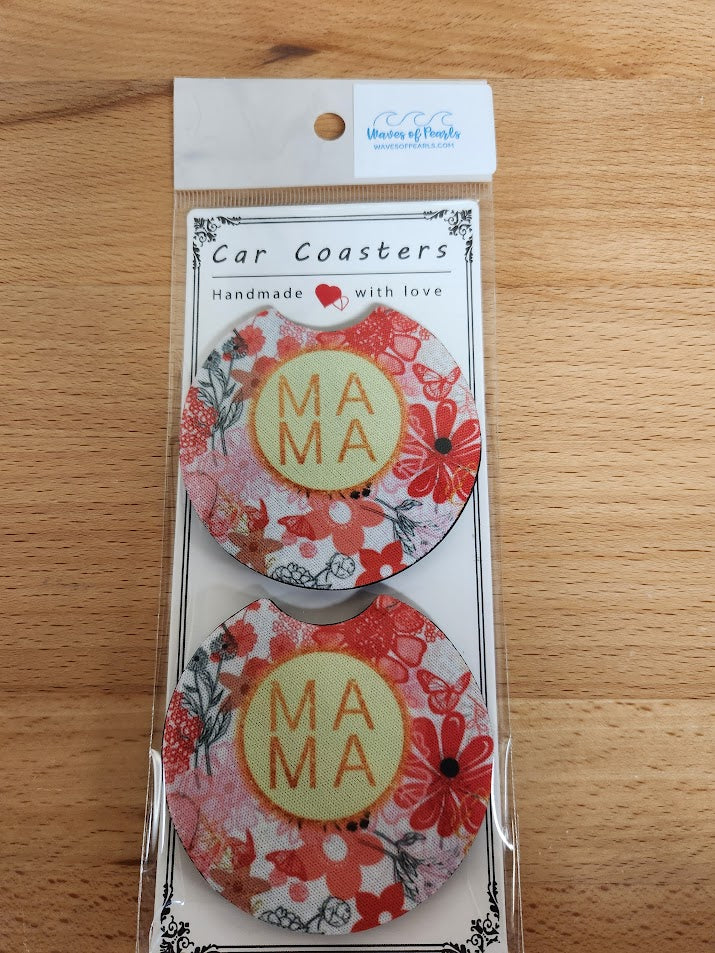 Mama Floral Car Coaster Set