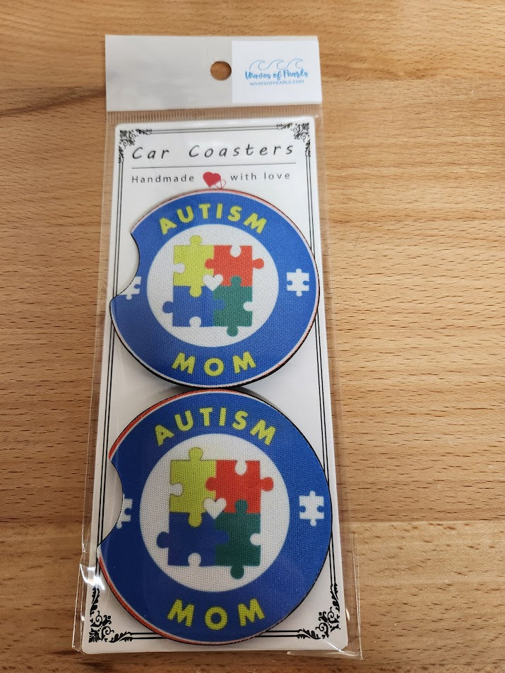 Autism Mom Car Coaster Set