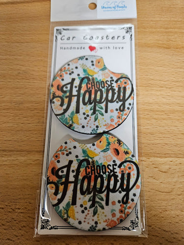 Choose Happy Car Coaster Set