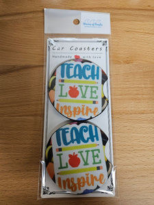 Teach. Love. Inspire. Car Coaster Set