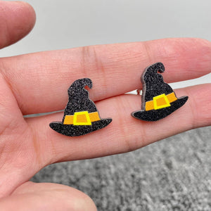 Halloween Acrylic Studs: Witch Hats