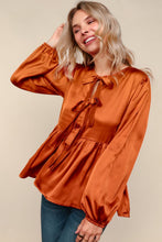 Tied Up in Style Rust Ribbon Blouse