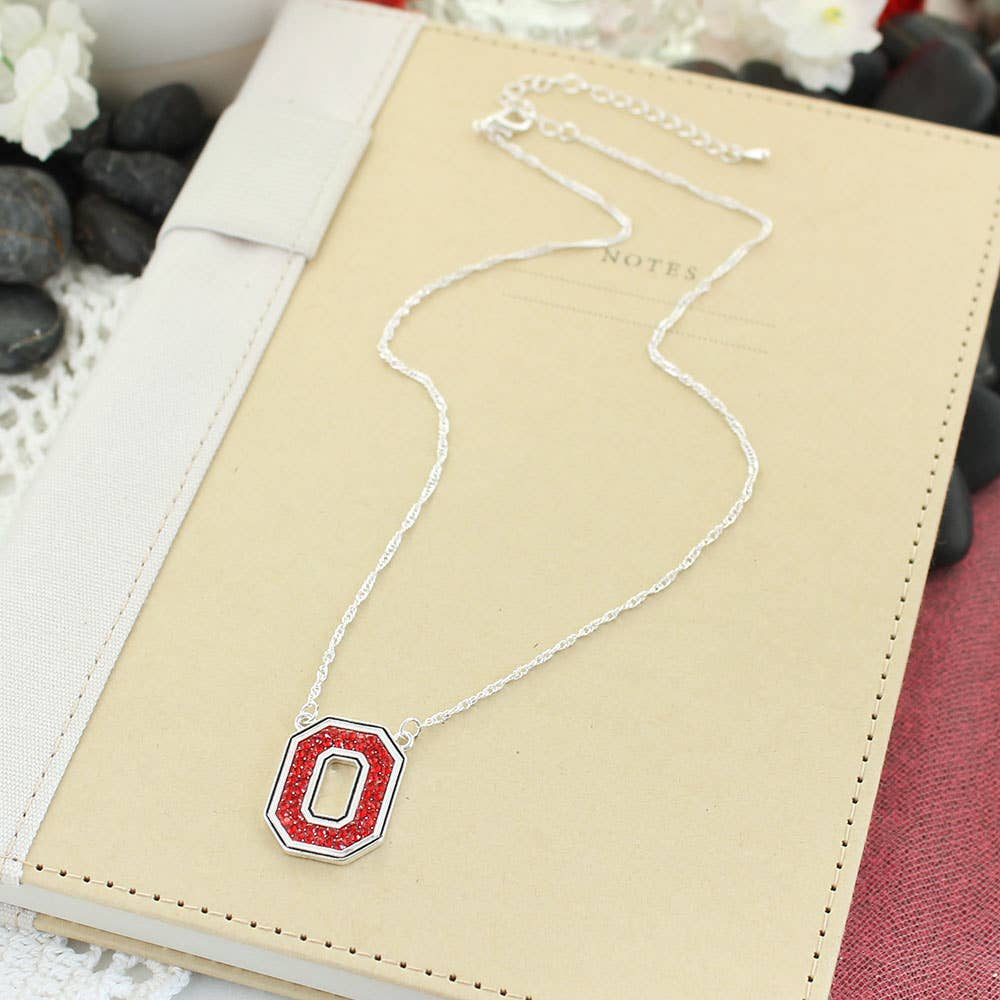 Seasons Jewelry - Ohio State Crystal Logo Necklace
