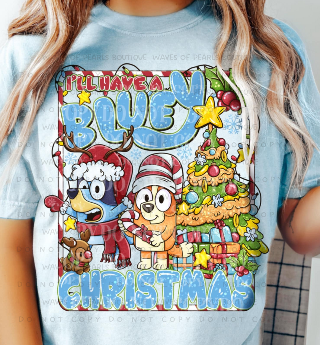 Blue Christmas Graphic Tee