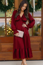 Goddess Grove Red Satin Maxi Dress
