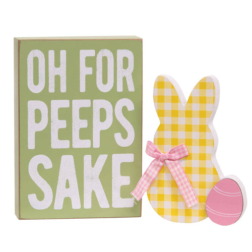 For Peeps Sake Box Sign & Chunky Bunny Sitter Set of 2