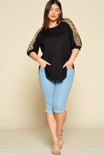 Emerald Collection - ETK-7975 Animal Print Sleeve Casual Top: Taupe / Small