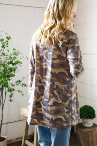 Stand Out Camo Cozy Open Cardigan