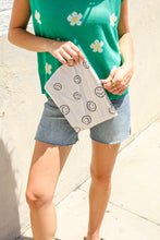Ivory Smily Face Cloth Zipper Ribbed Travel Bag