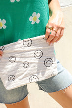 Ivory Smily Face Cloth Zipper Ribbed Travel Bag