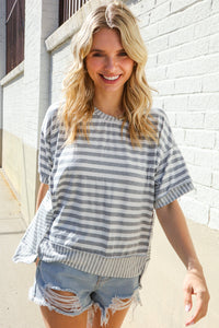 Spring Vibes Heather Gray Oversize Outseam Stitch Top