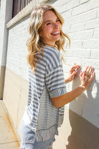 Spring Vibes Heather Gray Oversize Outseam Stitch Top