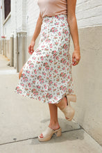 Put Together Ivory Front Slit Floral Print Lined Midi Skirt