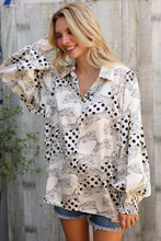 Dazzle in Ivory Satin Button-Down Collared Long Sleeve Bouse