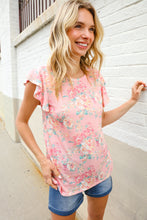 Find Love Pink Floral Print Flutter Sleeve Knit Top