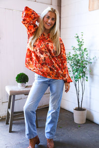 The Painted Petal Babydoll Satin Blouse