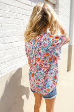 Beautiful You Ivory Floral Print Notch Neck Puff Short Sleeve Top