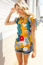 Be Bold Multicolor Abstract Print Flutter Sleeve Mock Neck Top